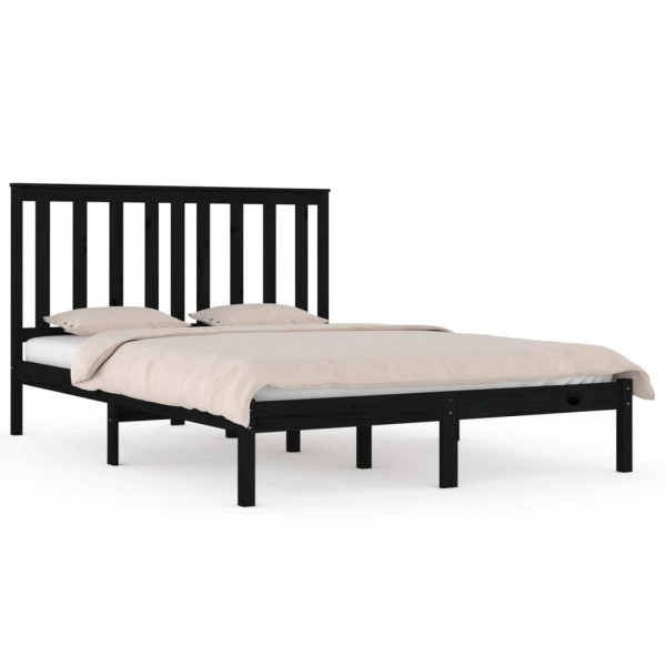 Rama łóżka czarna lite drewno sosnowe 140x190 cm 479234