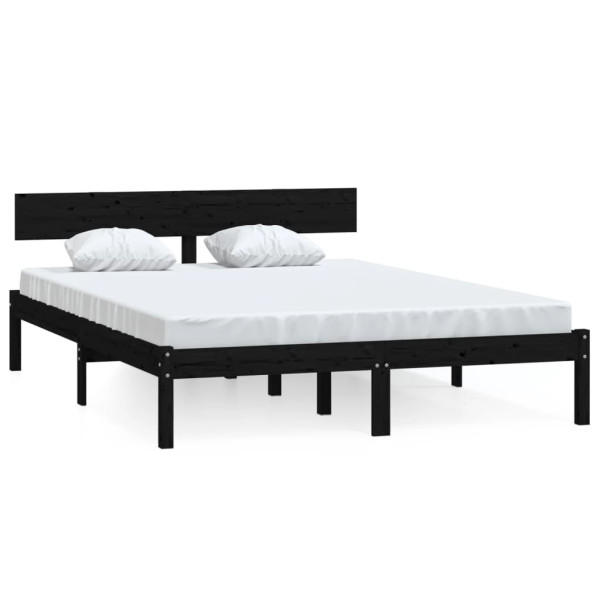 Rama łóżka czarna lite drewno sosnowe 150x200 cm 472140