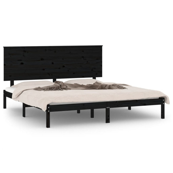 Rama łóżka czarna lite drewno sosnowe 200 x 200 cm 475726