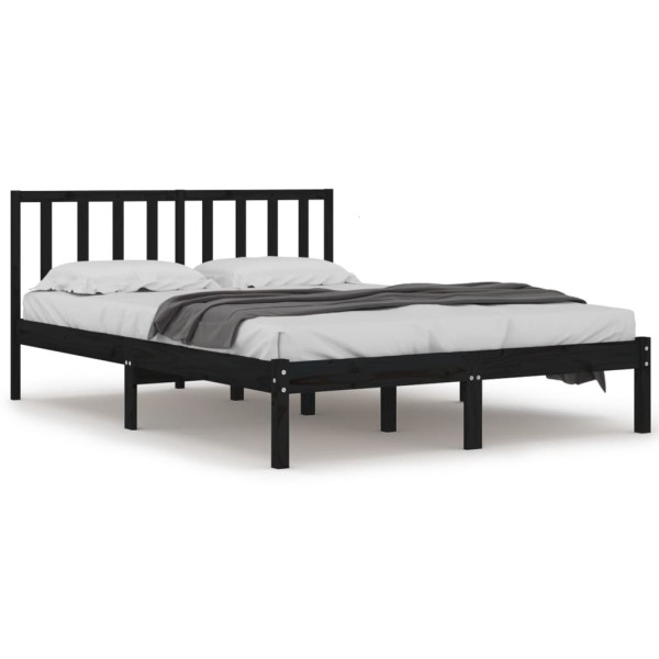 Rama łóżka czarna lite drewno sosnowe 200 x 200 cm 478159