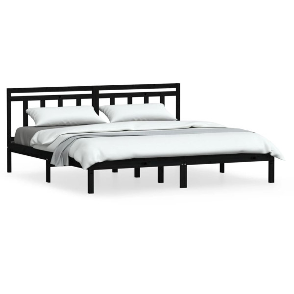 Rama łóżka czarna lite drewno sosnowe 200 x 200 cm 478422