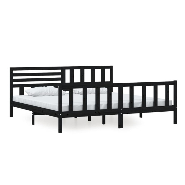 Rama łóżka czarna lite drewno sosnowe 200 x 200 cm 479249