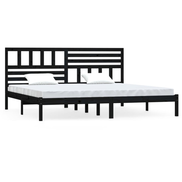 Rama łóżka czarna lite drewno sosnowe 200 x 200 cm 480106