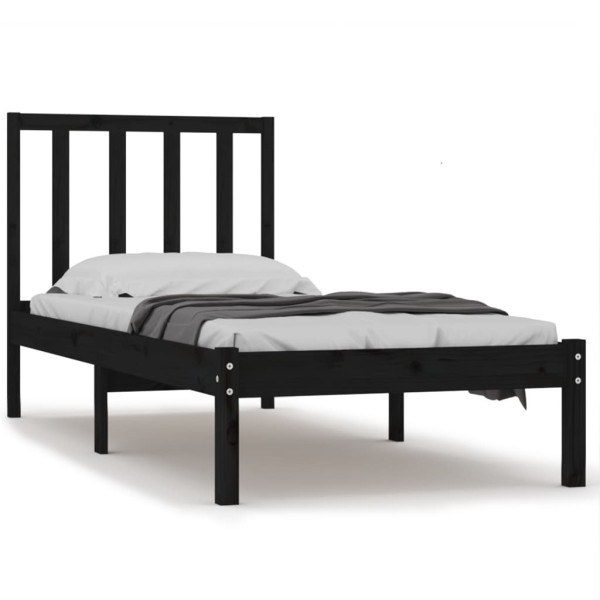 Rama łóżka czarna lite drewno sosnowe 75x190 cm pojedyncza 477443