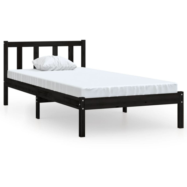Rama łóżka czarna lite drewno sosnowe 75x190 cm pojedyncza 475775