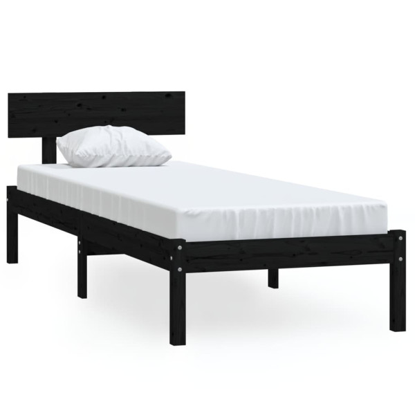 Rama łóżka czarna lite drewno sosnowe 90x190 cm pojedyncza 472925