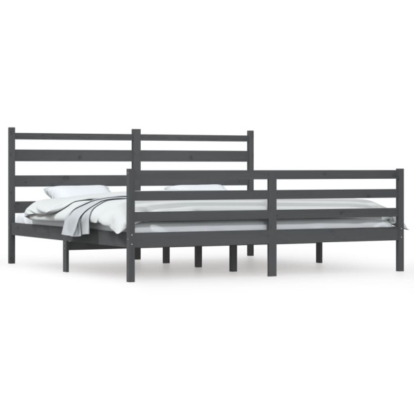 Rama łóżka lite drewno sosnowe 200 x 200 cm szara 478896