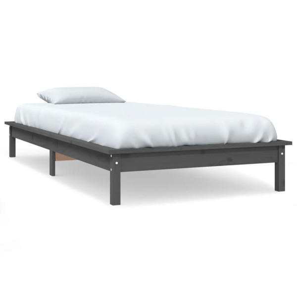 Rama łóżka szara 90x190 cm lite drewno sosnowe 479120