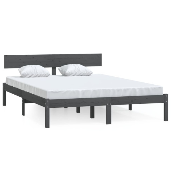 Rama łóżka szara lite drewno 120x190 cm podwójna 471891