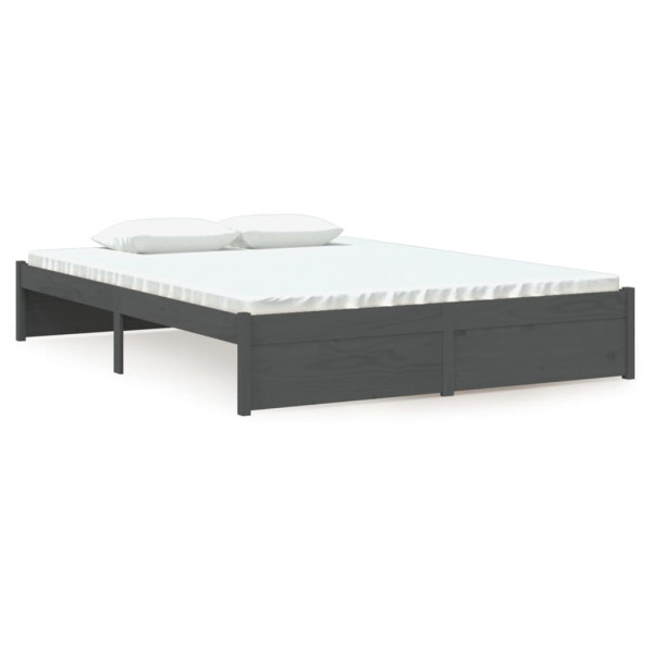 Rama łóżka szara lite drewno 135x190 cm podwójna 478827