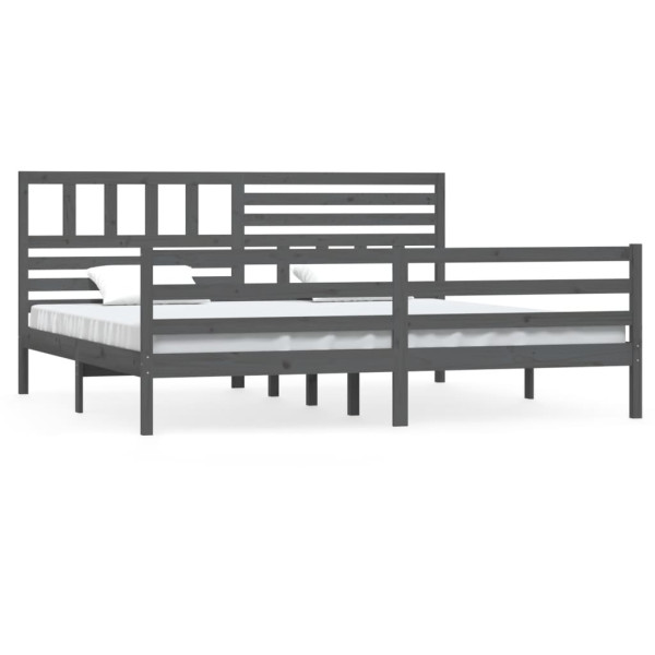 Rama łóżka szara lite drewno 200 x 200 cm 477634