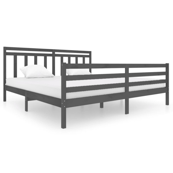 Rama łóżka szara lite drewno 200 x 200 cm 478158