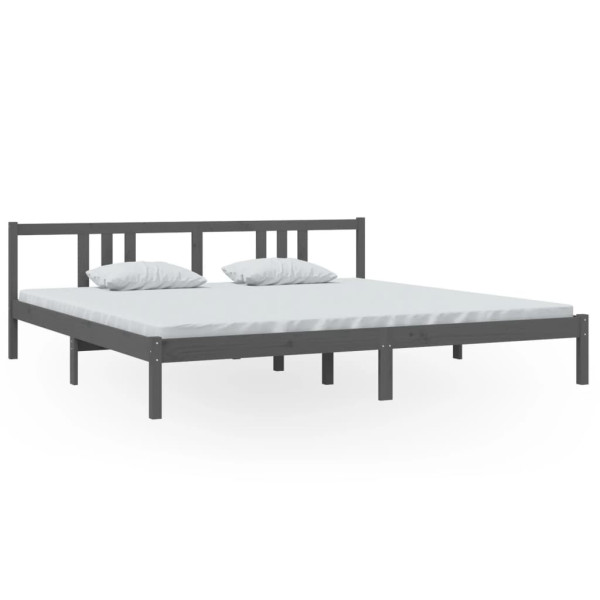 Rama łóżka szara lite drewno 200 x 200 cm 475282