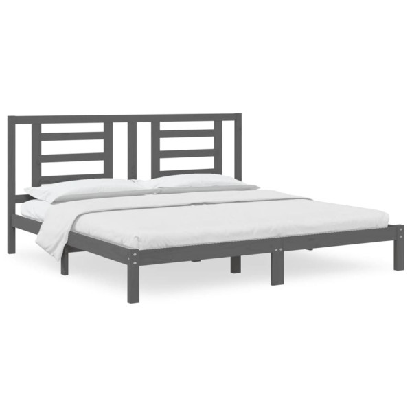 Rama łóżka szara lite drewno sosnowe 200 x 200 cm 479357