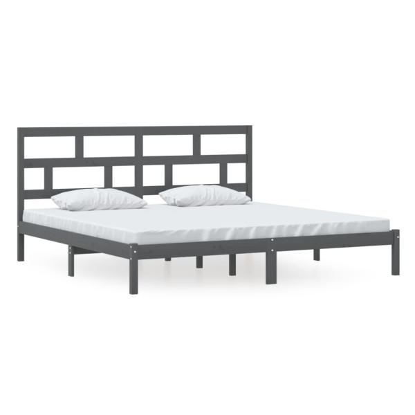 Rama łóżka szara lite drewno sosnowe 200 x 200 cm 479654