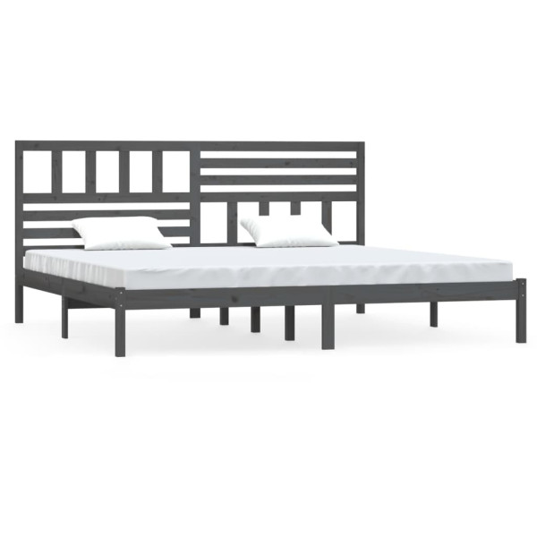 Rama łóżka szara lite drewno sosnowe 200 x 200 cm 479746