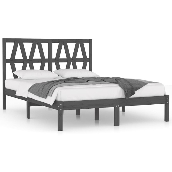 Rama łóżka szara lite drewno sosnowe 200 x 200 cm 480250