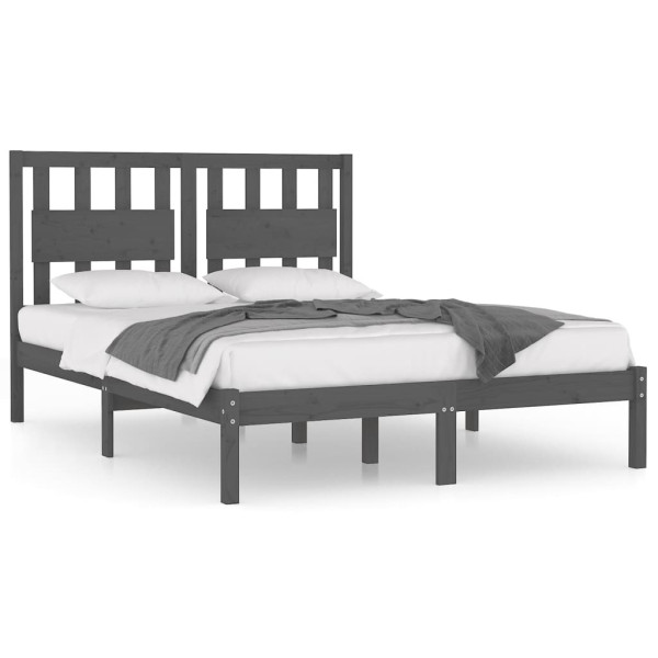 Rama łóżka szara lite drewno sosnowe 200 x 200 cm 478230