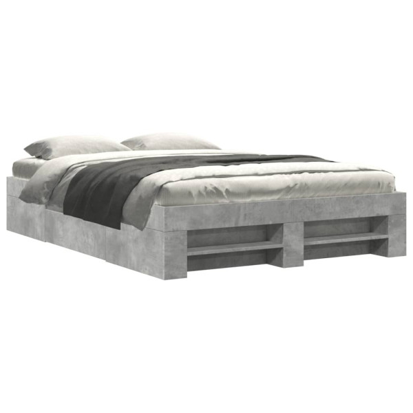 Rama łóżka szarość betonu 135x190 cm materiał drewnopochodny 472557