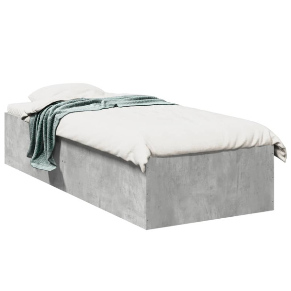 Rama łóżka szarość betonu 75x190 cm materiał drewnopochodny 472574