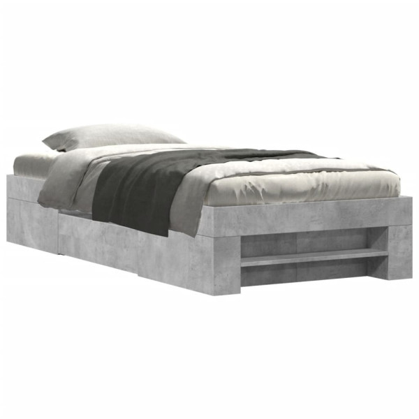 Rama łóżka szarość betonu 75x190 cm materiał drewnopochodny 472579