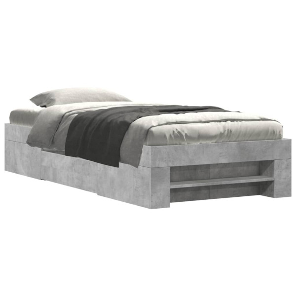 Rama łóżka szarość betonu 90x200 cm materiał drewnopochodny 472984