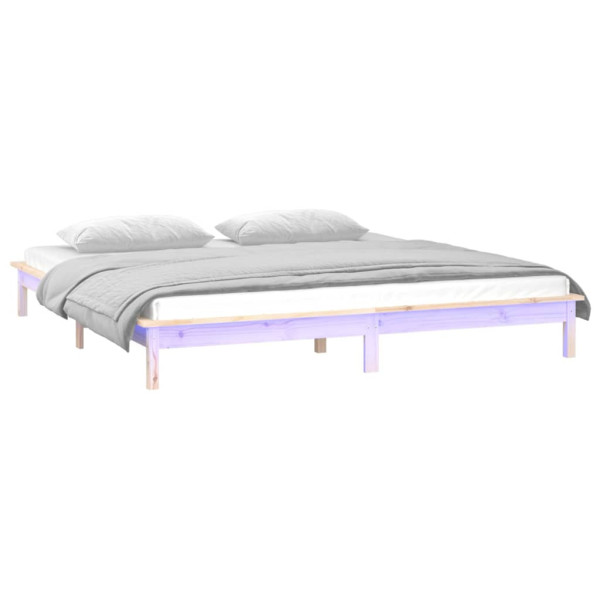Rama łóżka z LED 120x190 cm podwójna lite drewno 478420