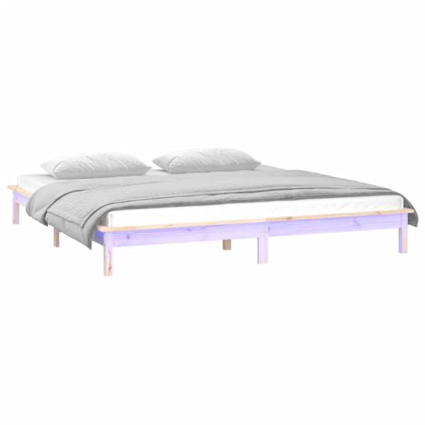 Rama łóżka z LED 120x200 cm lite drewno 477537