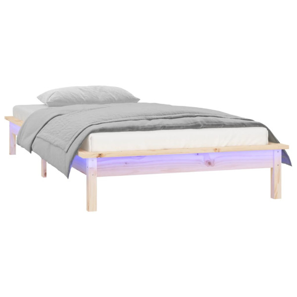 Rama łóżka z LED 90 x 200 cm lite drewno 477384