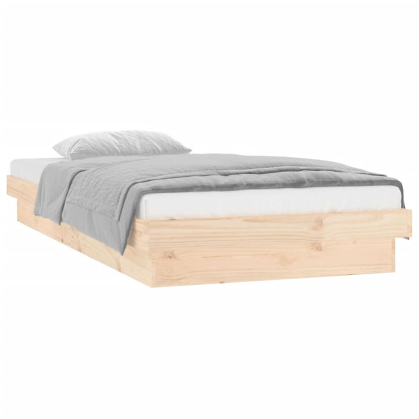 Rama łóżka z LED 90x190 cm pojedyncza lite drewno 472623