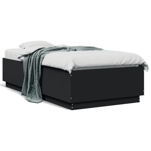 Rama łóżka z LED czarna 75x190 cm materiał drewnopochodny 479700