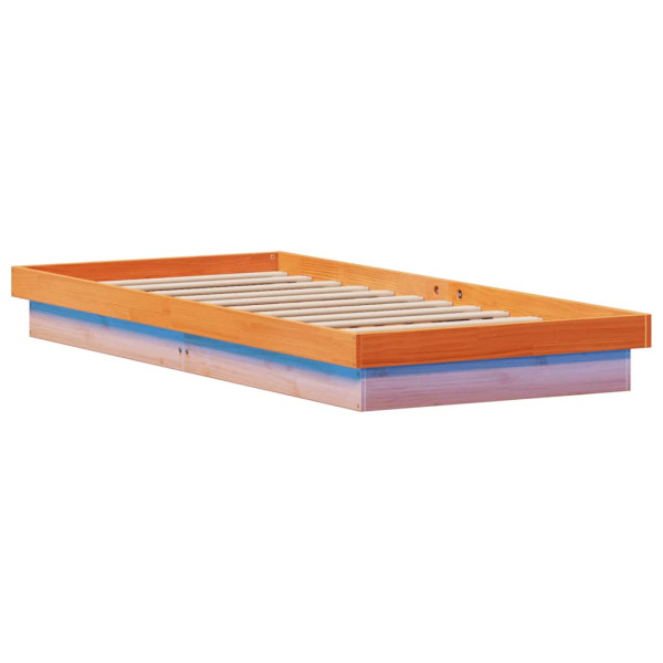 Rama łóżka z LED woskowy brąz 100x200 cm lite drewno sosnowe 472016