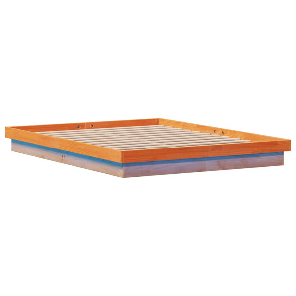 Rama łóżka z LED woskowy brąz 160x200 cm lite drewno sosnowe 472524