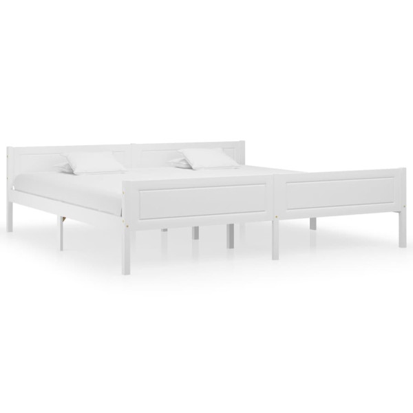 Rama łóżka z litego drewna sosnowego biała 200 x 200 cm 478131