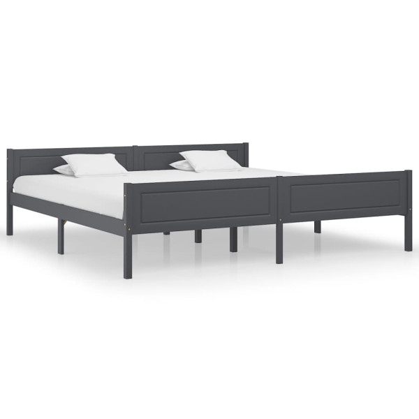 Rama łóżka z litego drewna sosnowego szara 200 x 200 cm 479625