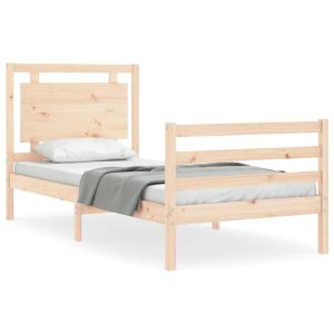 Rama łóżka z wezgłowiem 100×200 cm lite drewno 476625