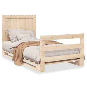 Rama łóżka z wezgłowiem 100×200 cm lite drewno sosnowe 478677