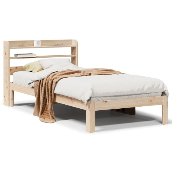 Rama łóżka z wezgłowiem 90x190 cm lite drewno sosnowe 479302
