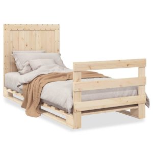 Rama łóżka z wezgłowiem 90×200 cm lite drewno sosnowe 562662