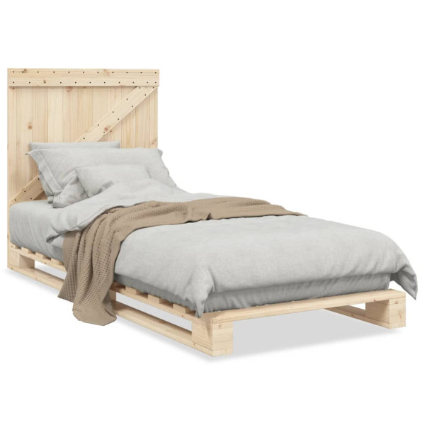 Rama łóżka z wezgłowiem 90x200 cm lite drewno sosnowe 479627