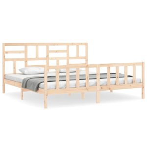 Rama łóżka z wezgłowiem lite drewno 829430
