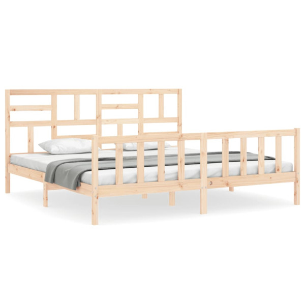 Rama łóżka z wezgłowiem lite drewno 829430