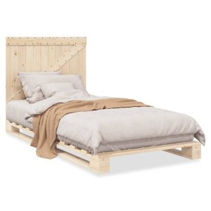 Rama łóżka z wezgłowiem lite drewno sosnowe 100×200 cm 848869
