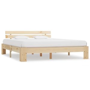 Rama łóżka z zagłówkiem 160×200 cm lite drewno sosnowe 469294