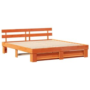 Ramka łóżka Z zagłówkiem Brązowy Lite drewno sosnowe 830413