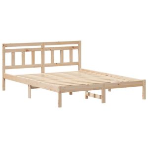 Ramka łóżka Z zagłówkiem Brązowy Lite drewno sosnowe 830800