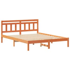 Ramka łóżka Z zagłówkiem Brązowy Lite drewno sosnowe 829308