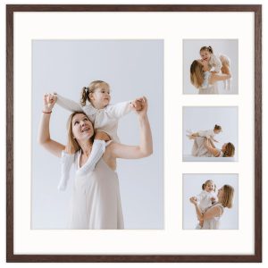 Ramka na 4 zdjęcia 1x 21×30 3x 9×9 brązowa 40×40 cm foto galeria FRAMAI 900569