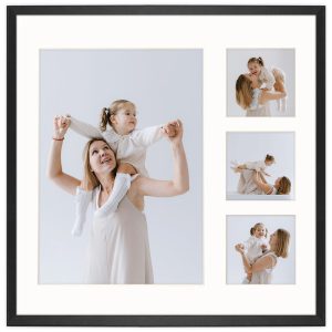 Ramka na 4 zdjęcia 1x 21×30 3x 9×9 czarna 40×40 cm foto galeria FRAMAI 900566