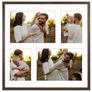 Ramka na 4 zdjęcia 2x 10×15 2x 15×21 brązowa foto galeria 40×40 cm FRAMAI 900570